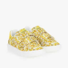 Girls Yellow Majolica Print Canvas Trainers