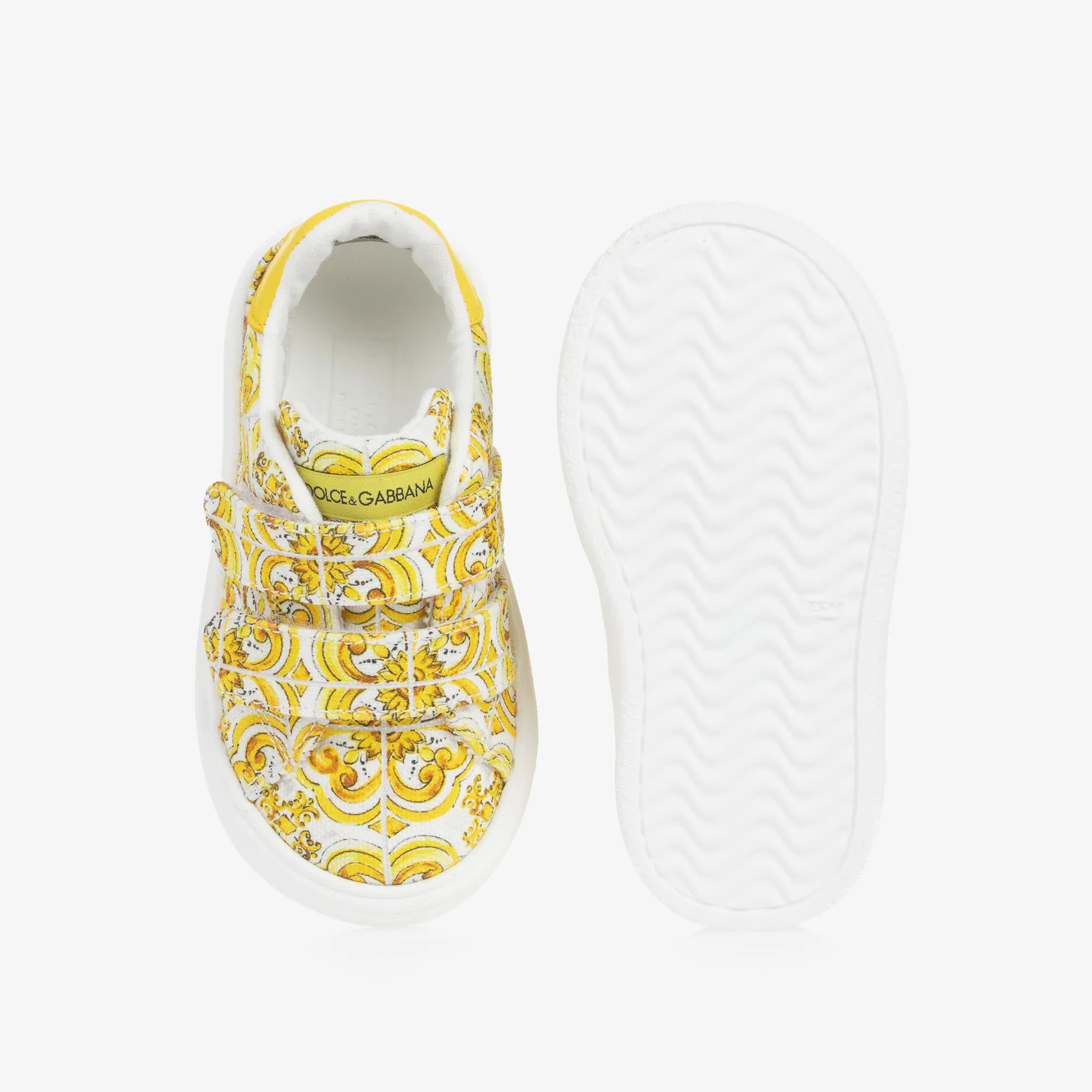 Girls Yellow Majolica Print Canvas Trainers