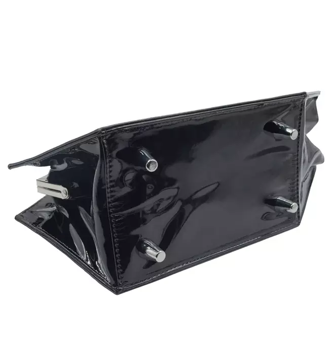 Gothic Black Vampira Coffin-shaped Handbag With Kiss Lock Closure