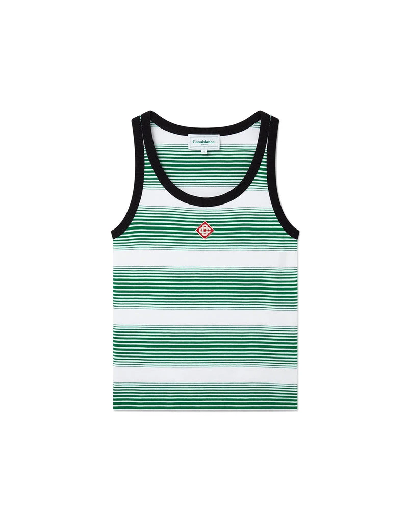 --Gradient Stripe Ringer Tank Top-