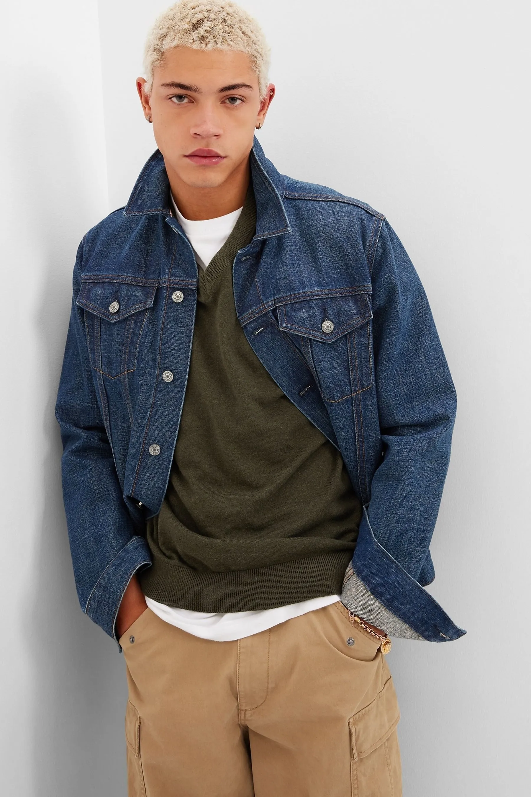 Green Mainstay V-Neck Jumper