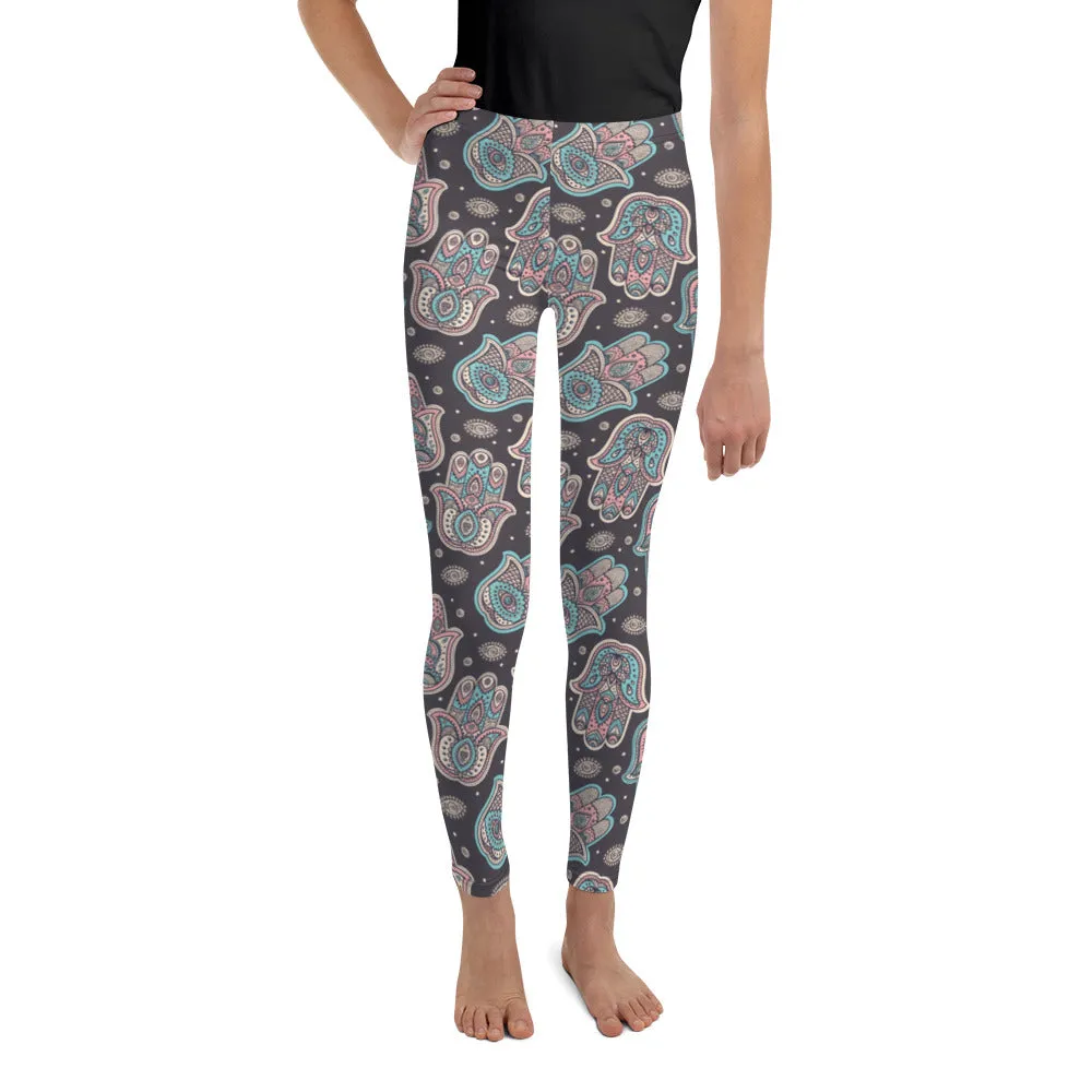 Hand Drawn Hamsa Youth Leggings