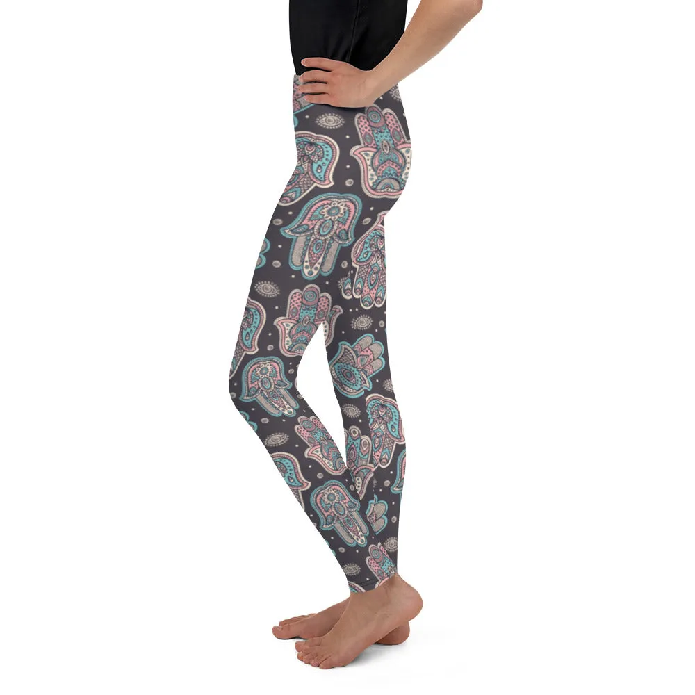 Hand Drawn Hamsa Youth Leggings