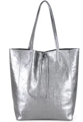 Handbag leather woman argento solange