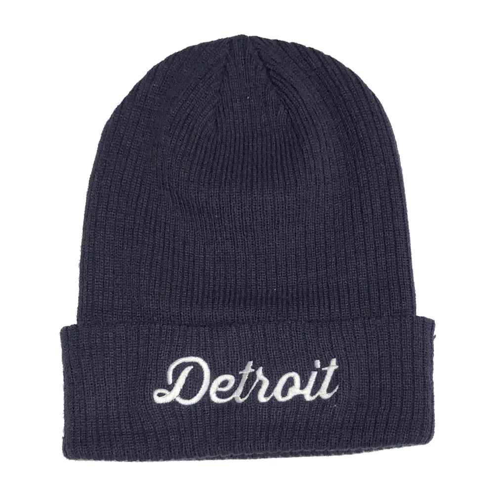 Hat - Detroit Thirsty Script Flip Knit - Navy