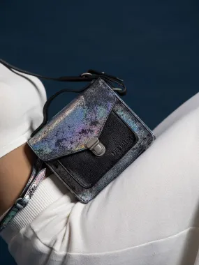 Holographic Leather Handbag for Women - Mademoiselle George XS Galaxy | PAUL MARIUS