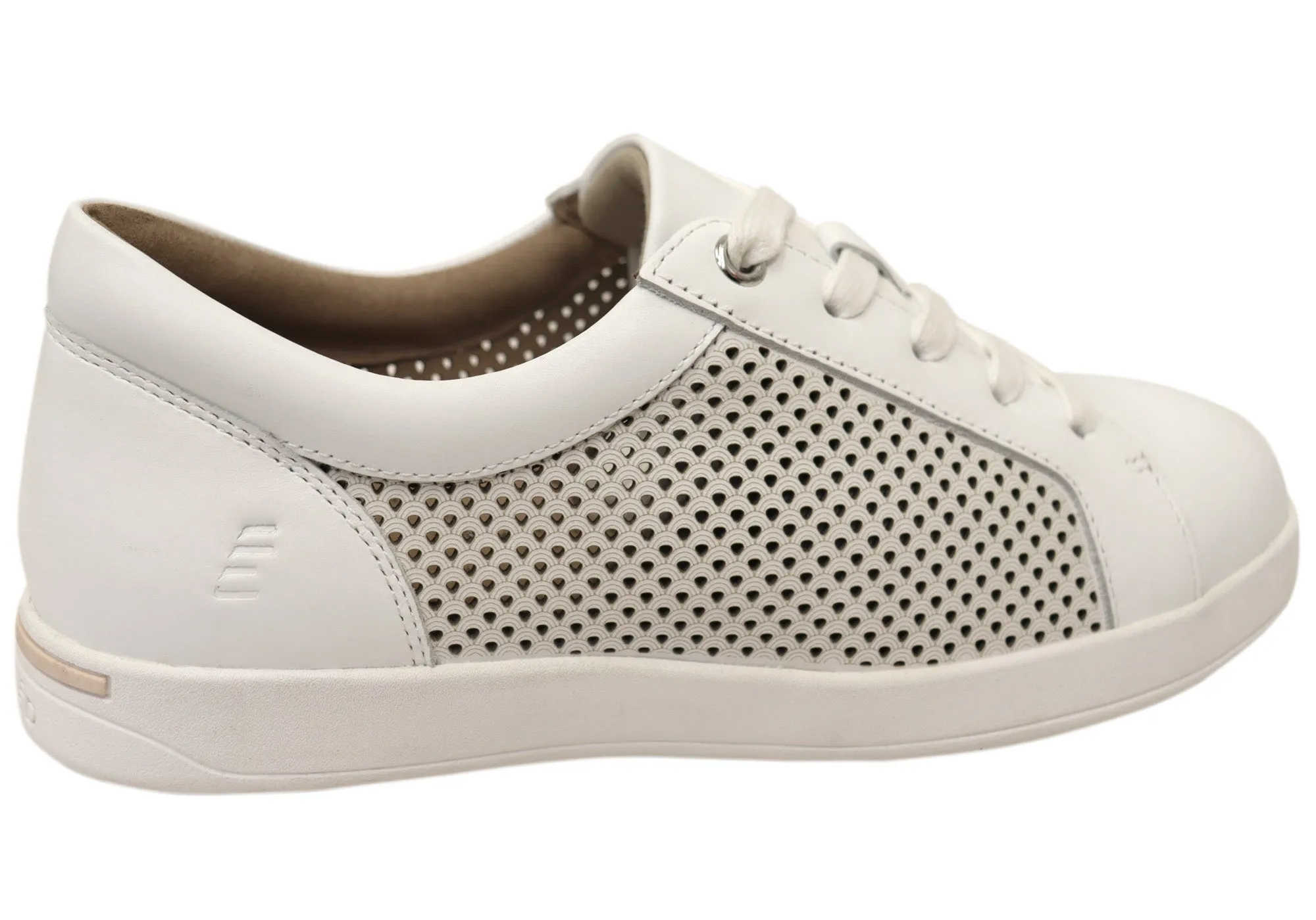 Homyped Womens Lotti Lace White Leather Wide Fit Casual Shoes