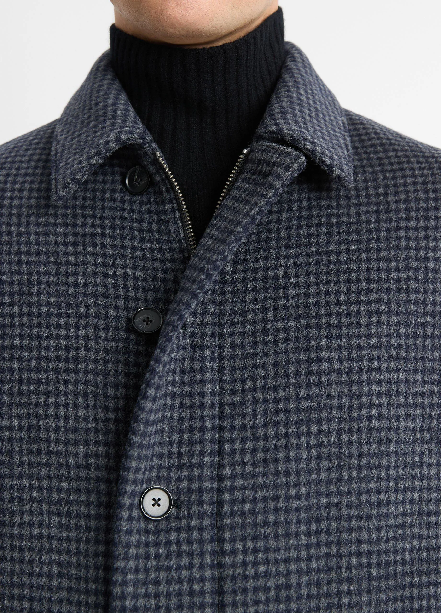 Houndstooth Wool-Blend Deck Jacket