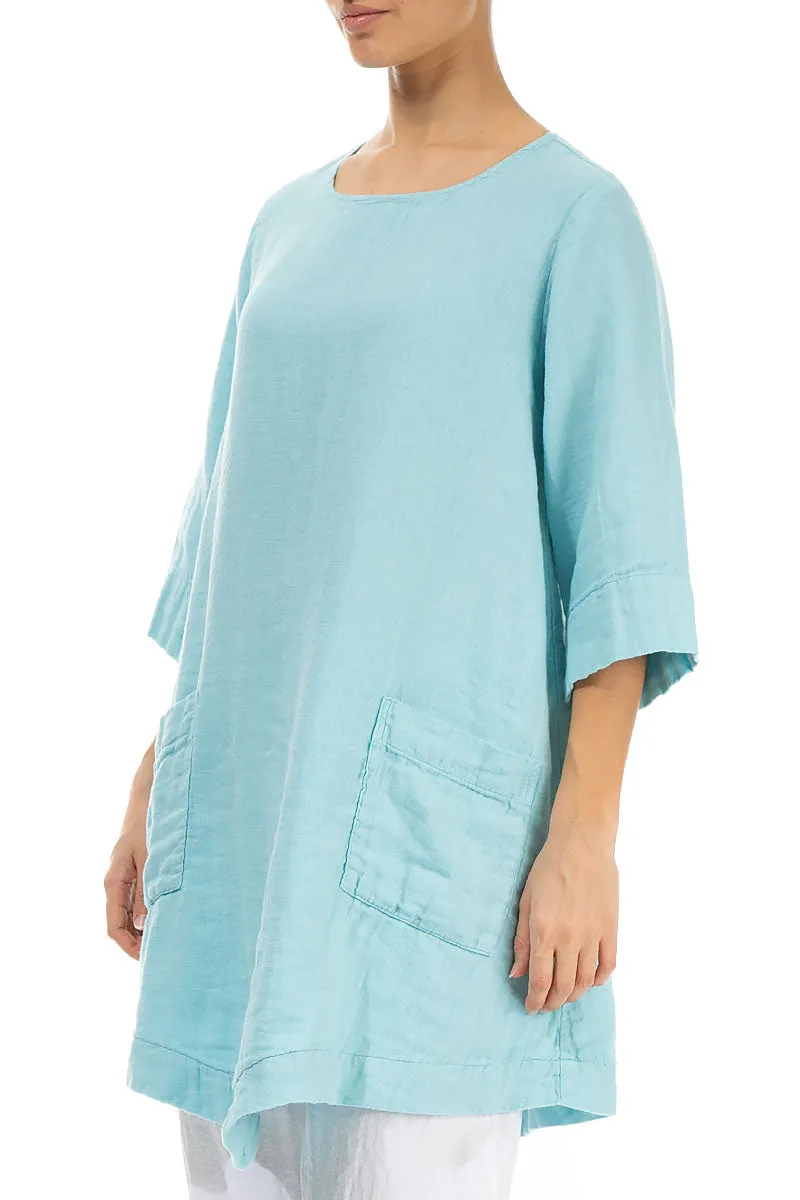 Ice Blue Gauze Linen Tunic