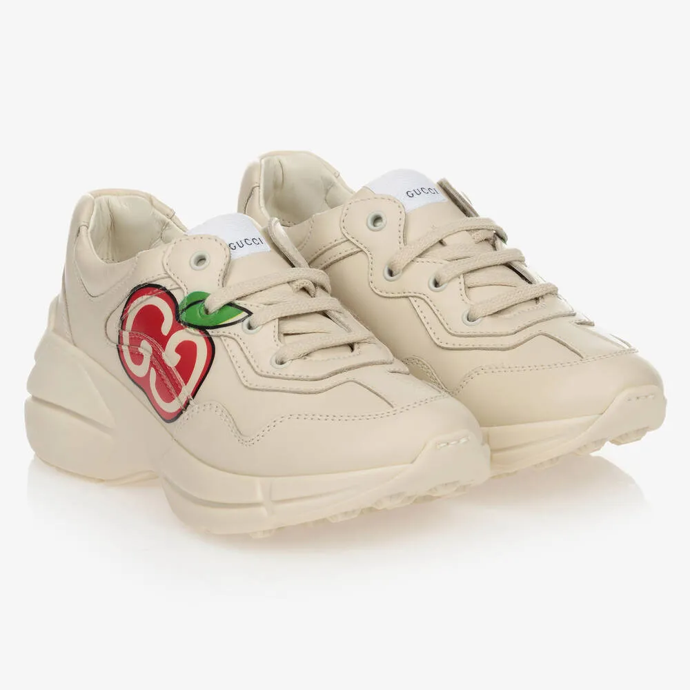 Ivory Leather Rhyton Trainers