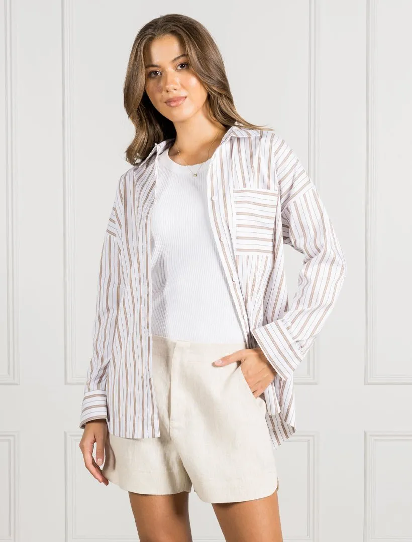 Izzy Stripe Shirt Caramel