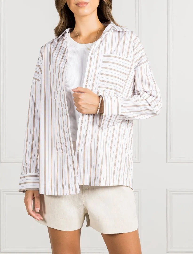 Izzy Stripe Shirt Caramel