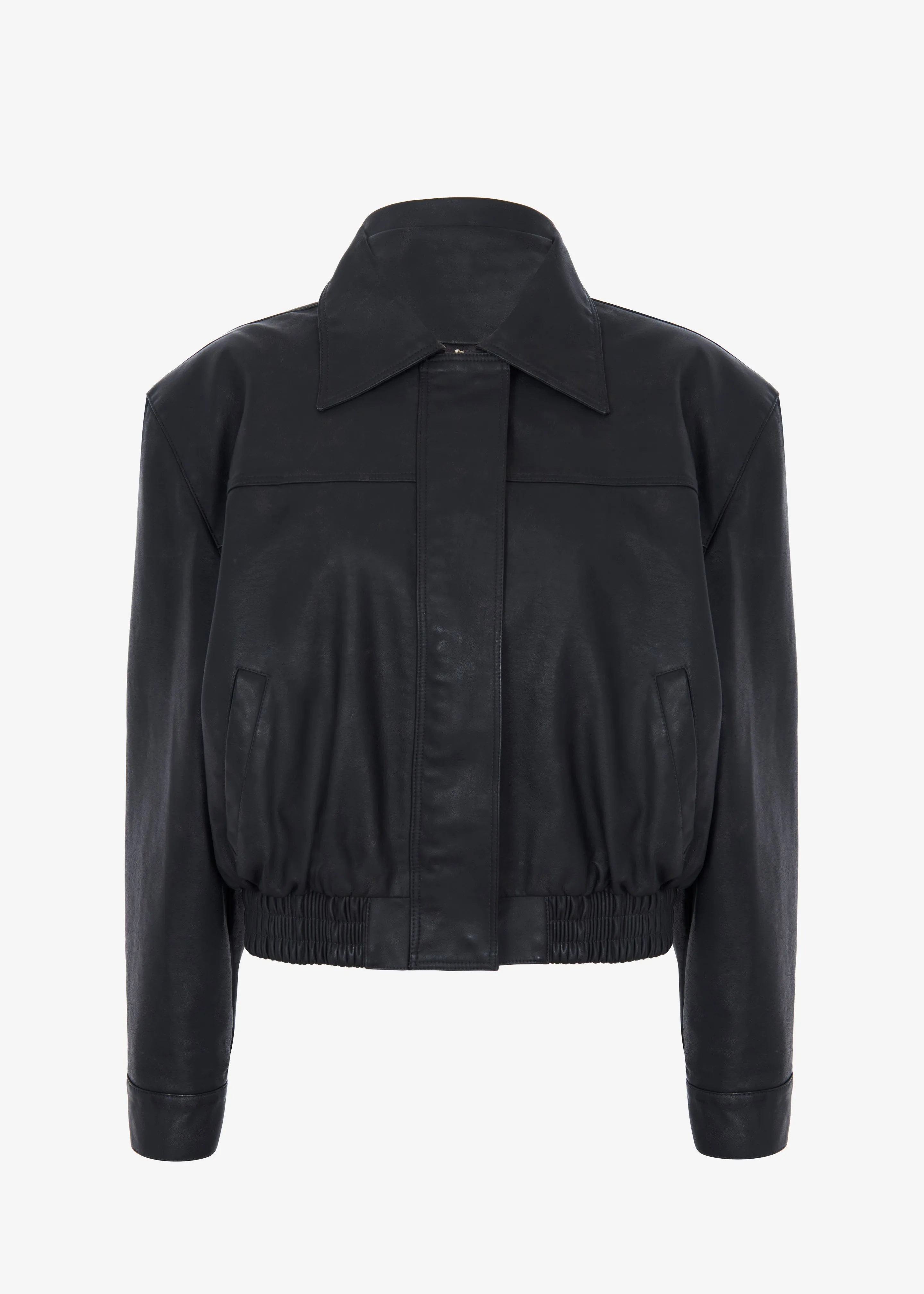 Jaden Faux Leather Bomber - Black