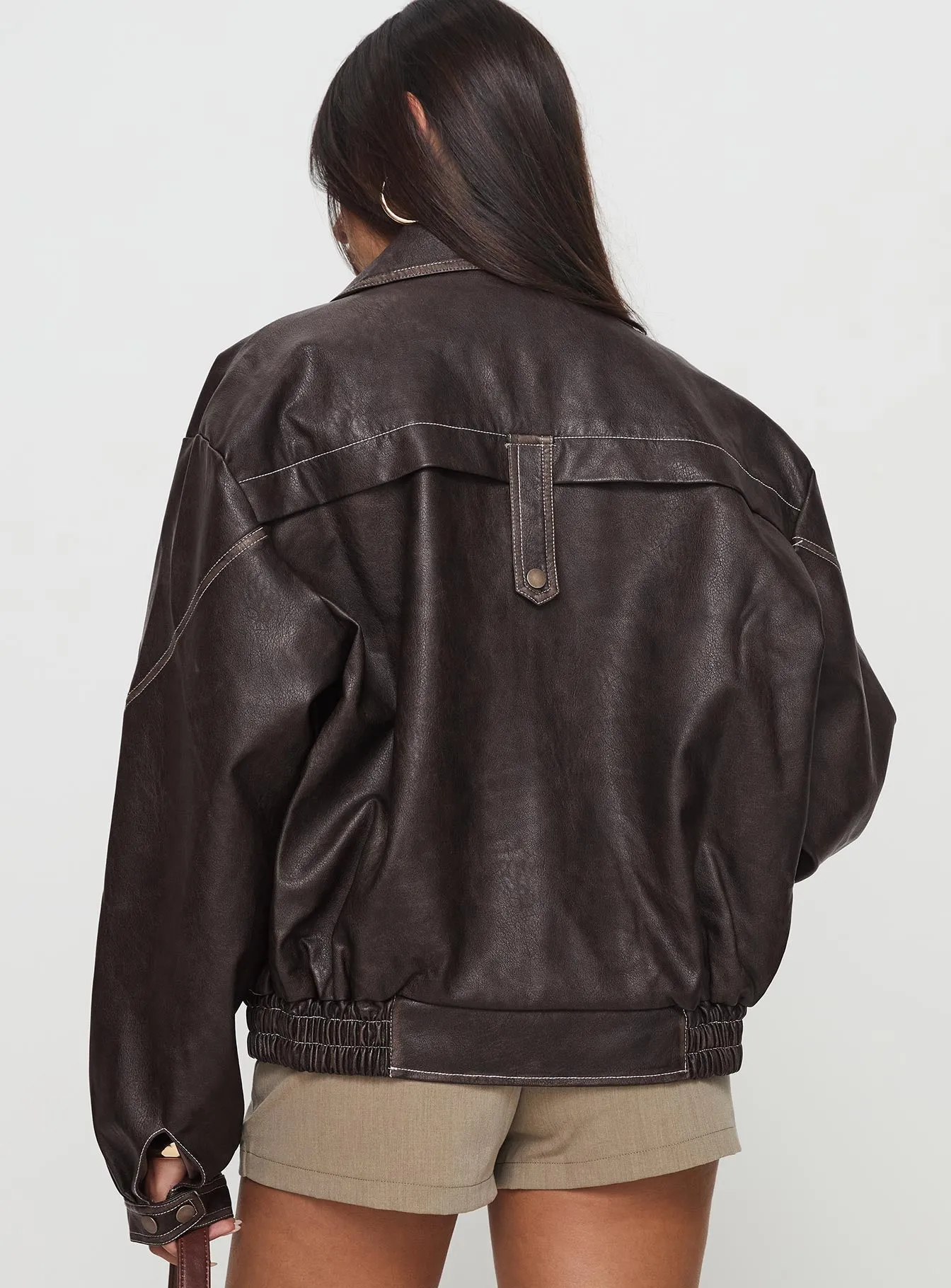 Jaxton Faux Leather Jacket Brown