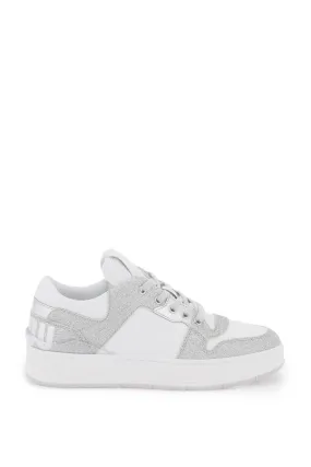 Jimmy Choo    Jimmy Choo 'Florent' Glittered Sneakers With Lettering Logo