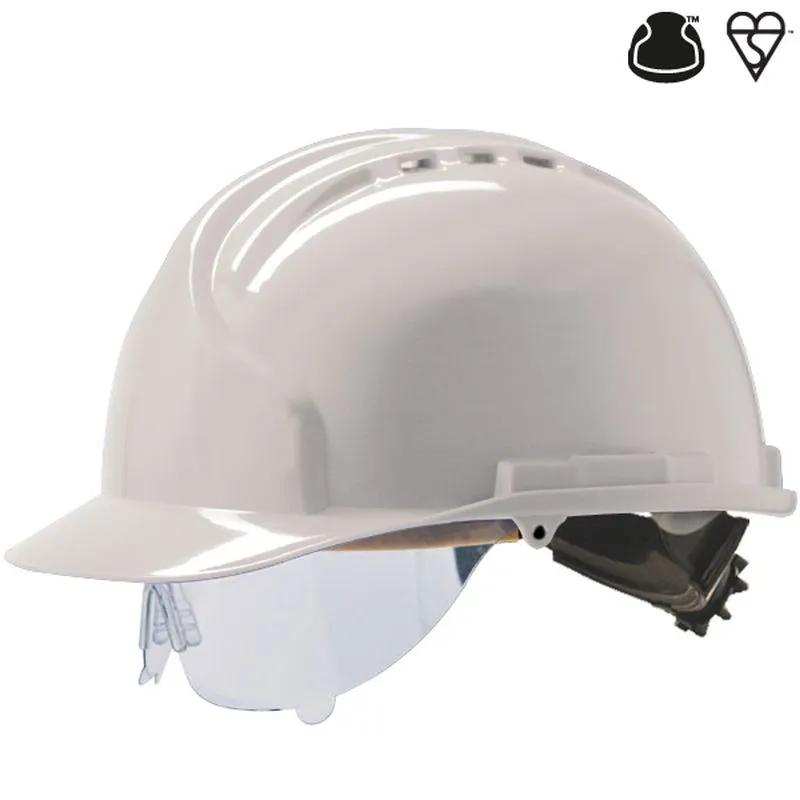 JSP MK7 White Vented Industrial Safety Helmet with Visor