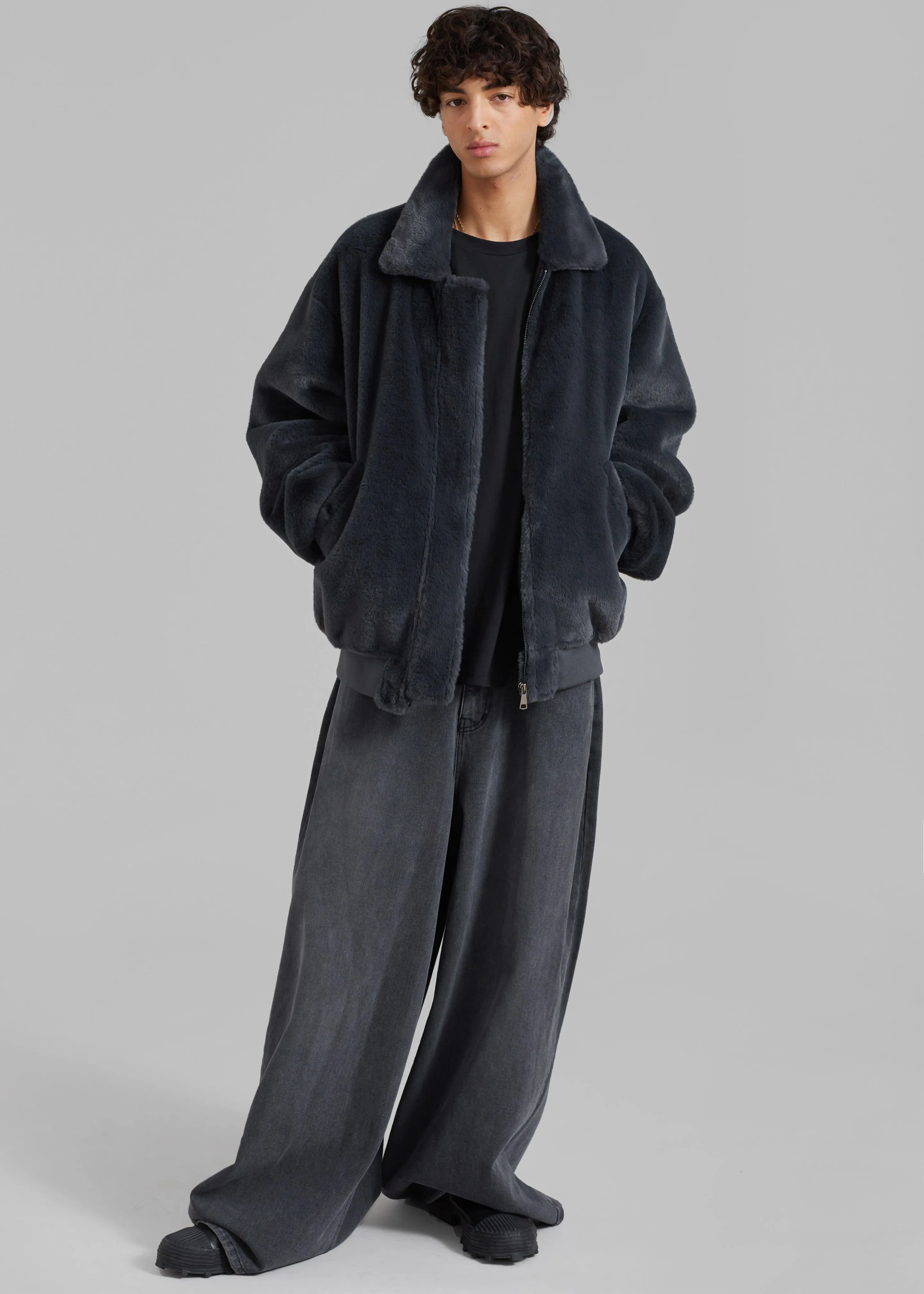 Justin Faux Fur Bomber - Storm