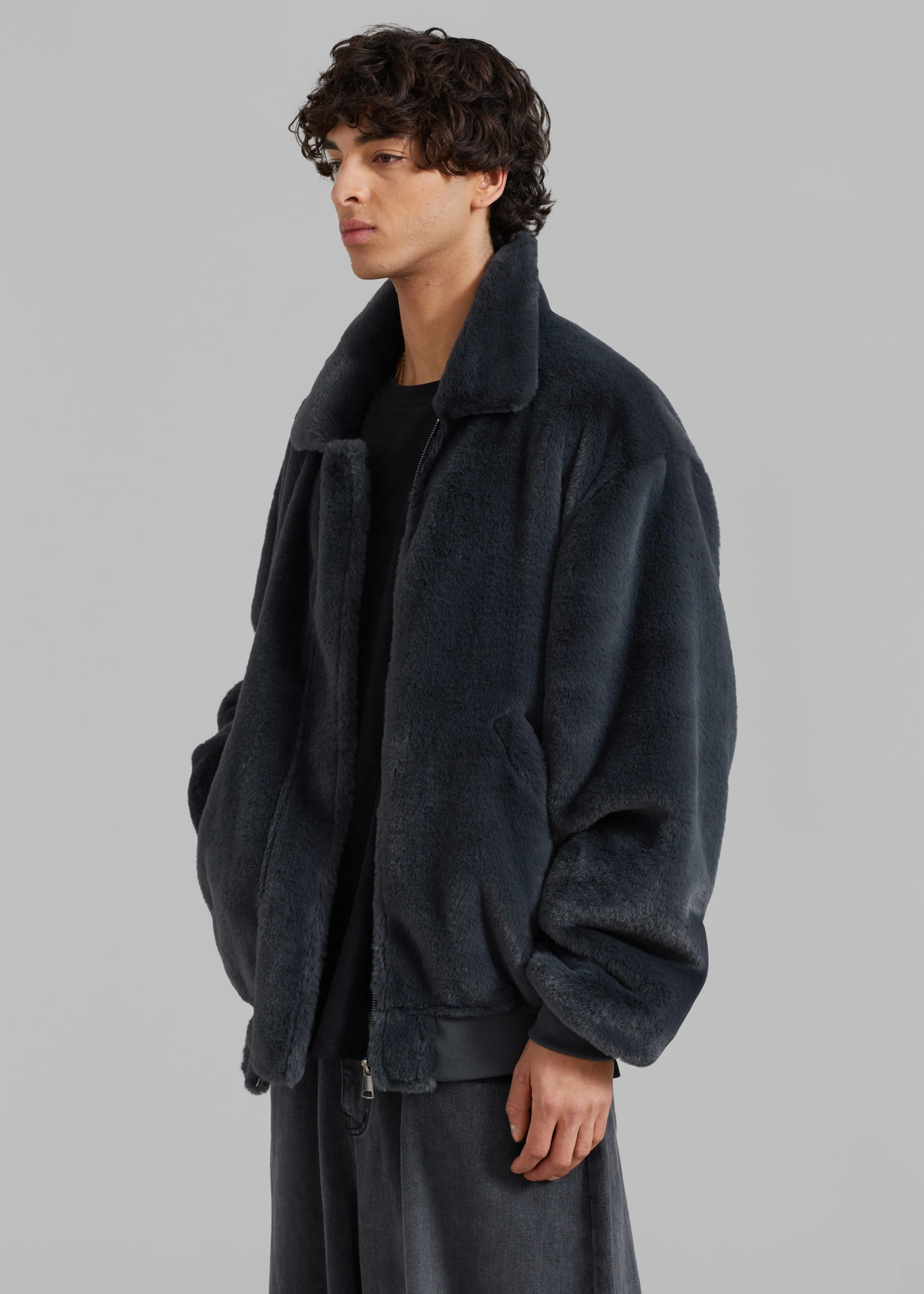 Justin Faux Fur Bomber - Storm
