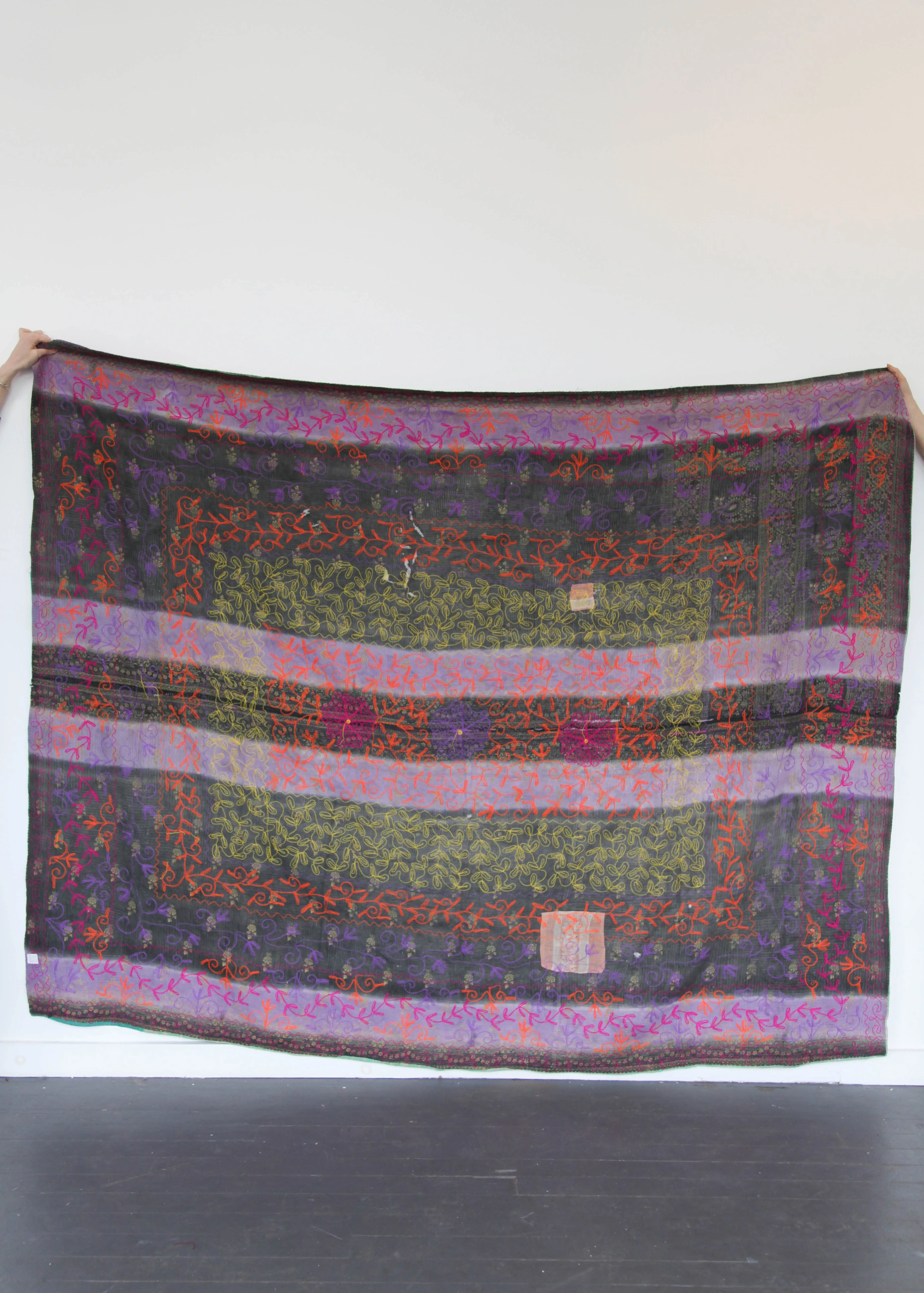 Kantha Quilt - Embroidered Neon