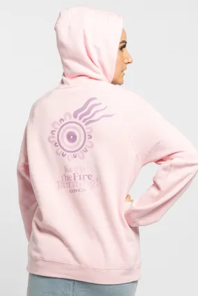 Keep The Fire Burning! NAIDOC 2024 Pink Cotton Blend Women's Hoodie