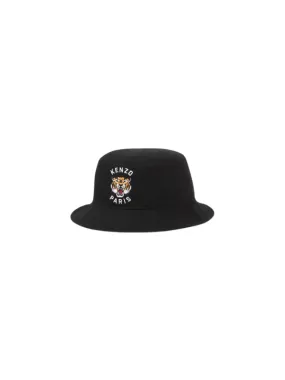 Kenzo Bucket Hat Embroidered Tiger Logo Black