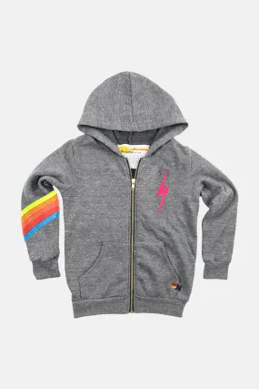 Kids Bolt Chevron 5 Zip Hoodie Heather/Neon Rainbow