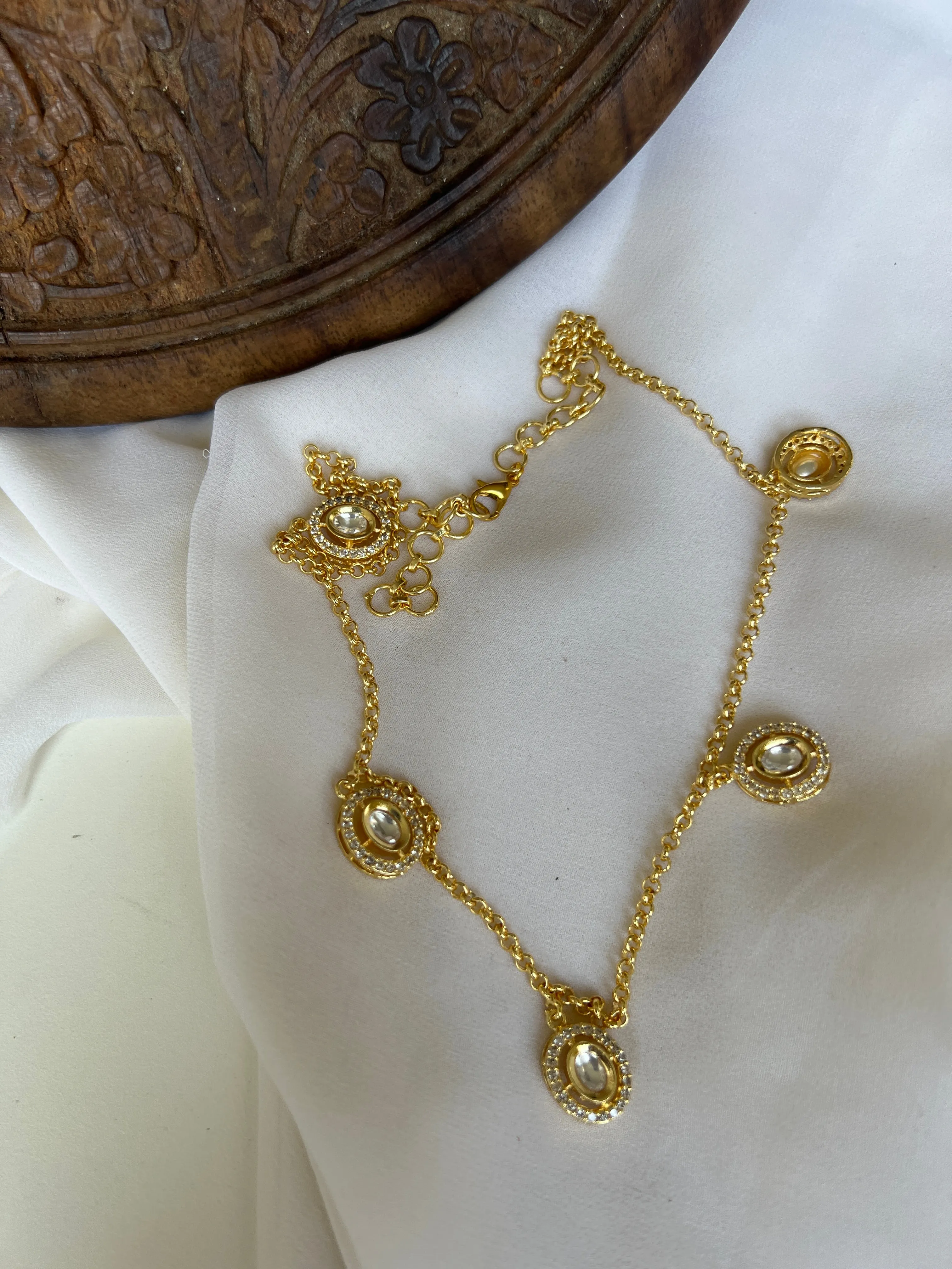 Kundan drops short necklace