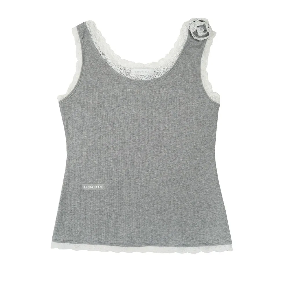 Lace Bottoming Knitted Tank Top-