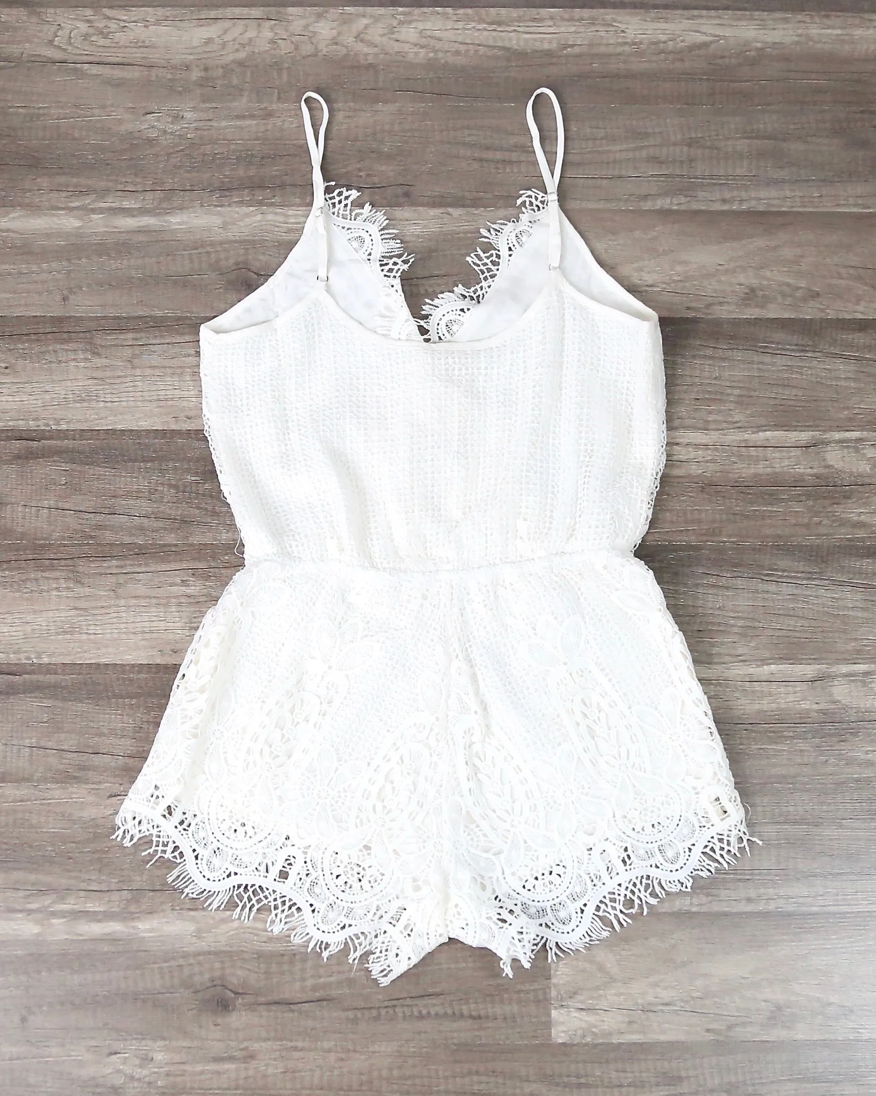 Lace Embroidered Romper in Ivory