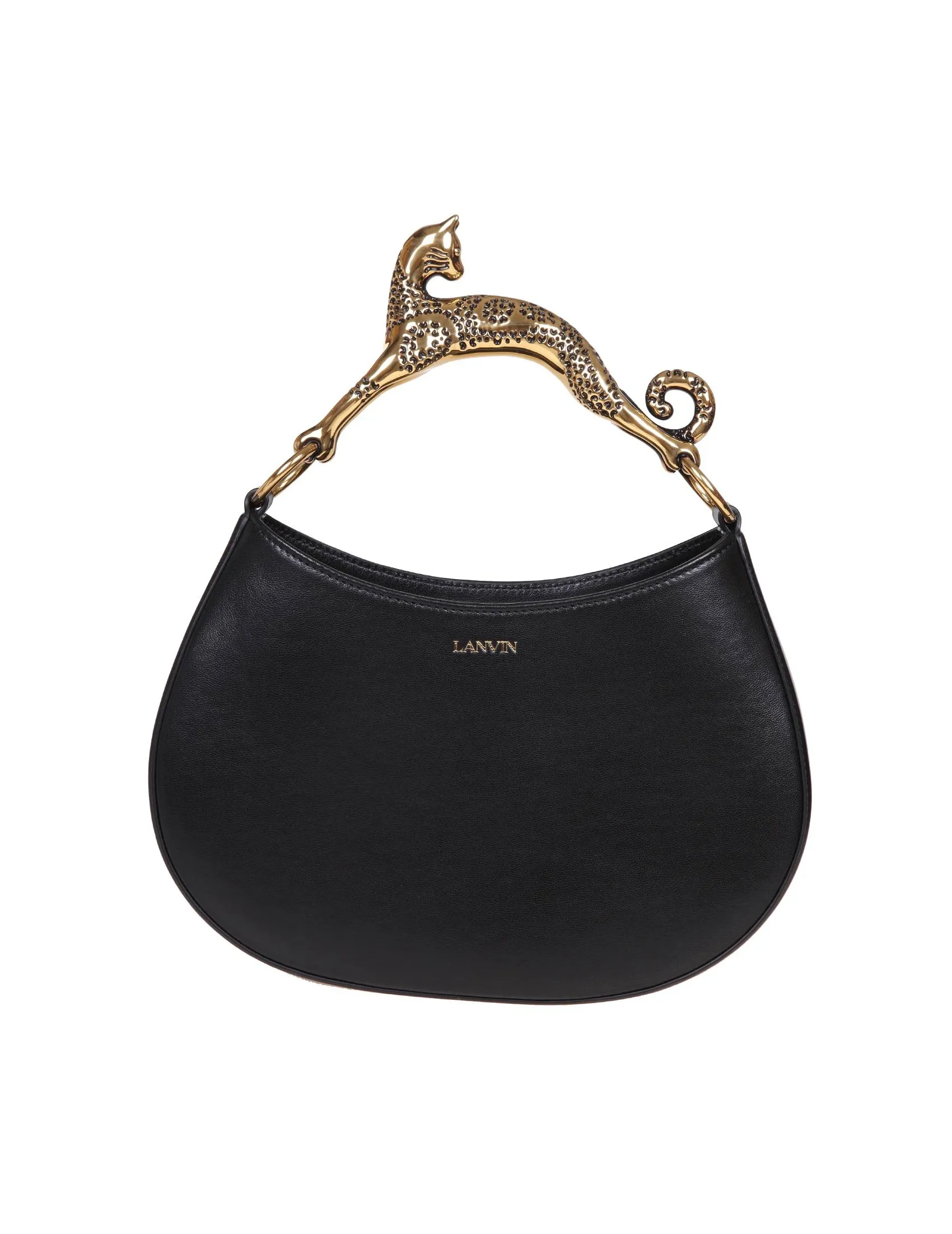 LANVIN HOBO CAT BAG IN BLACK LEATHER