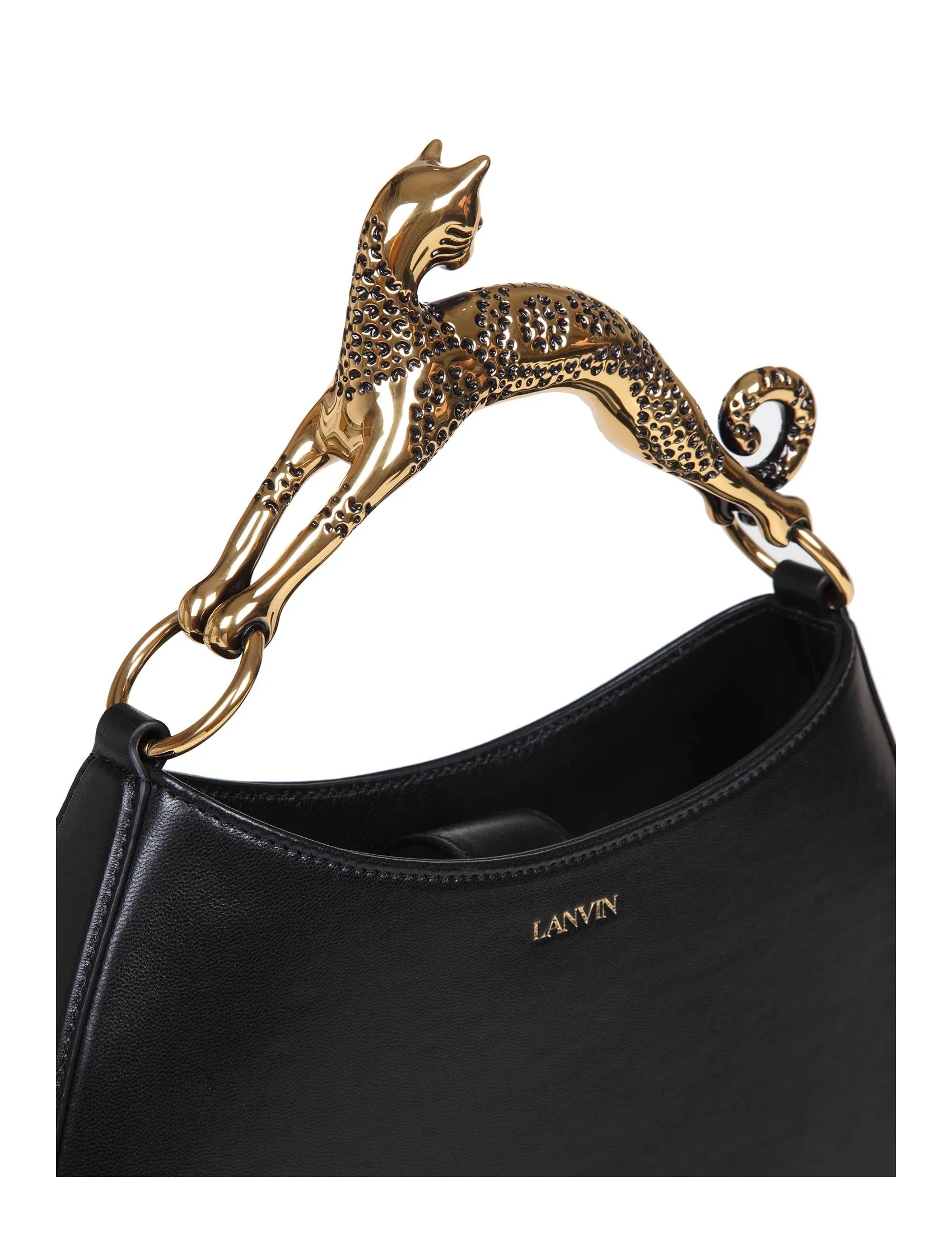 LANVIN HOBO CAT BAG IN BLACK LEATHER