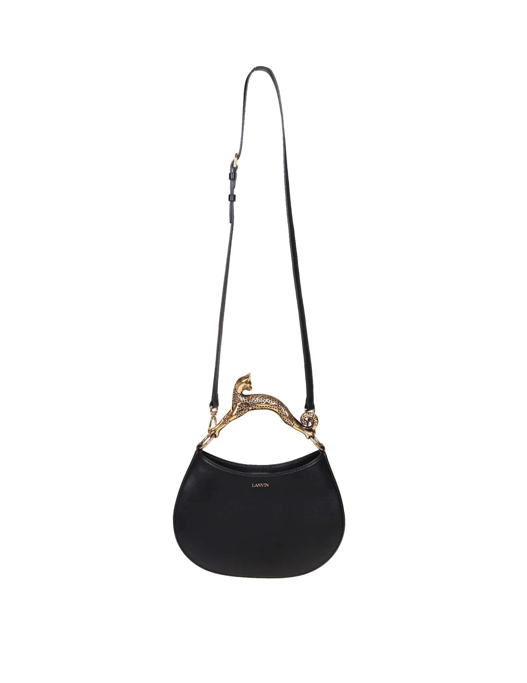 LANVIN HOBO CAT BAG IN BLACK LEATHER