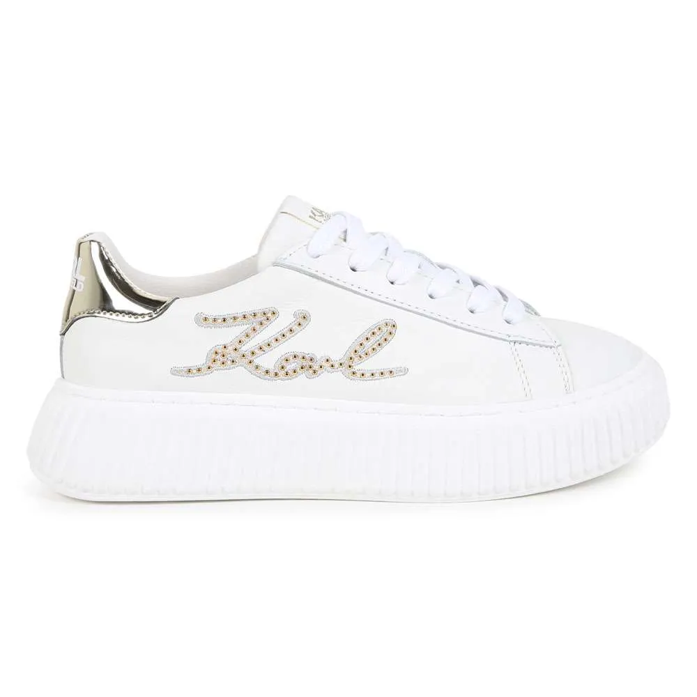 Lather lace-up trainers