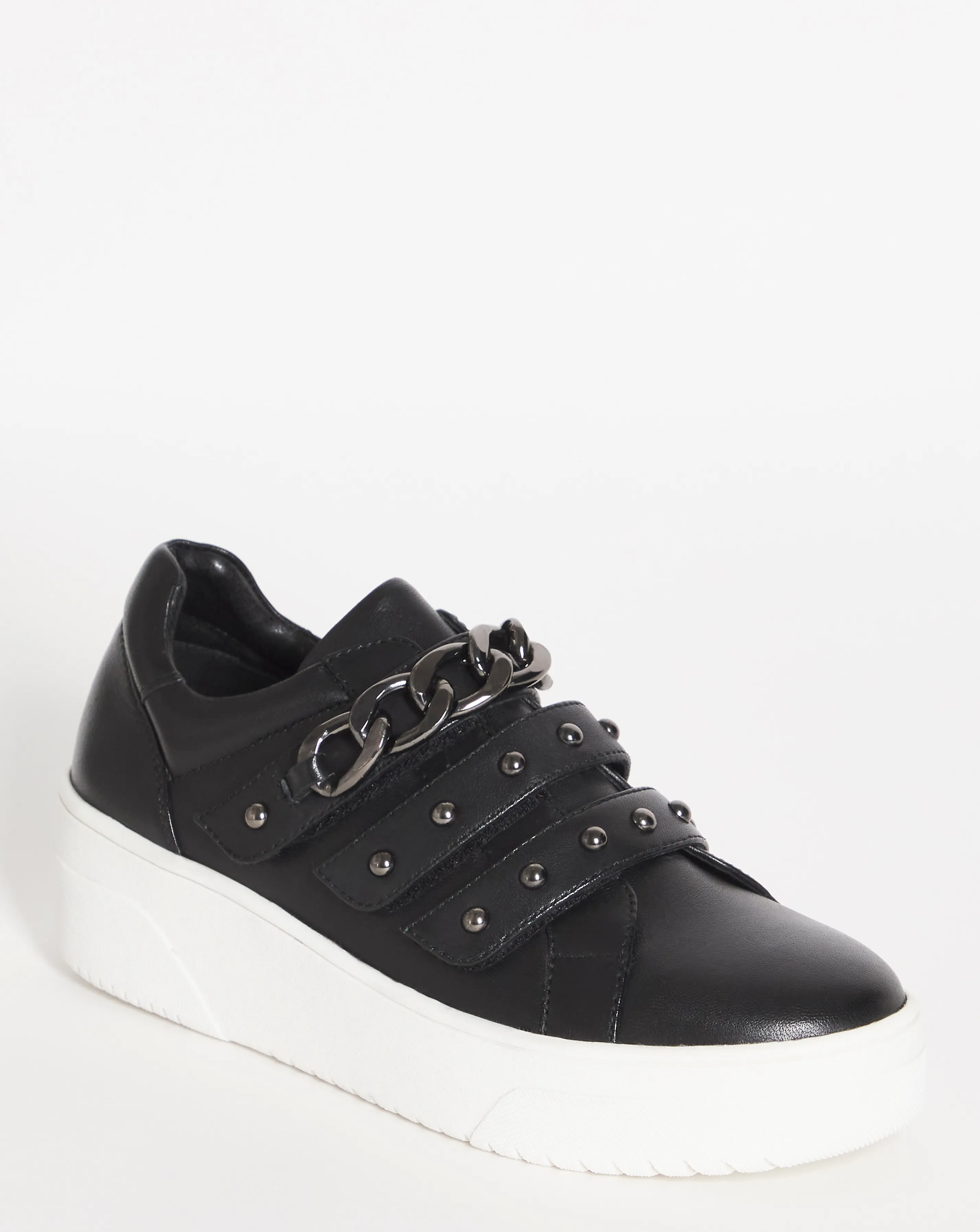 Leanne Leather Chunky Hardware Trainers Extra Wide Fit | Simply Be