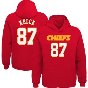 Lids Youth Travis Kelce Red Kansas City Chiefs Mainliner Player Name & Number Pullover Hoodie