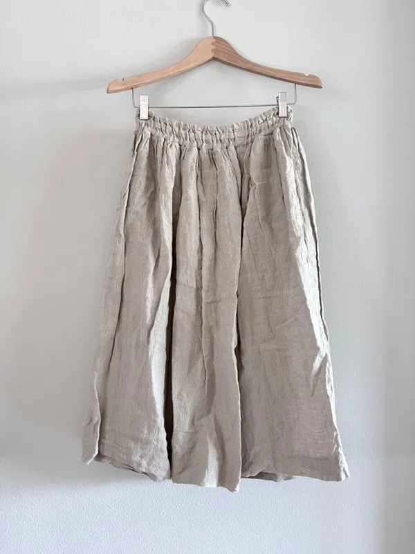 Linen Skirt - Beige/Grey 