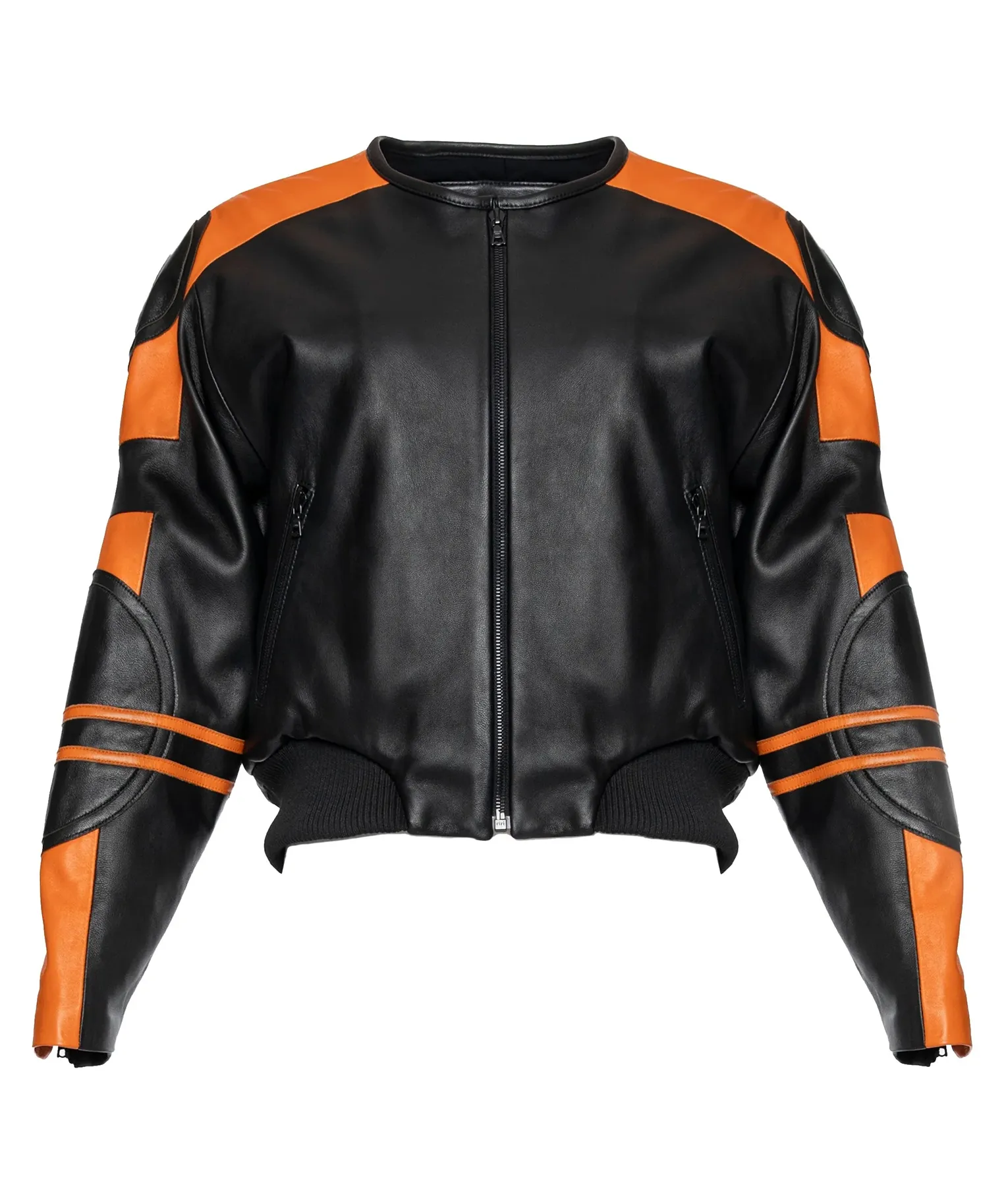 Lottie Moss Black Orange Leather Jacket | The Leather City