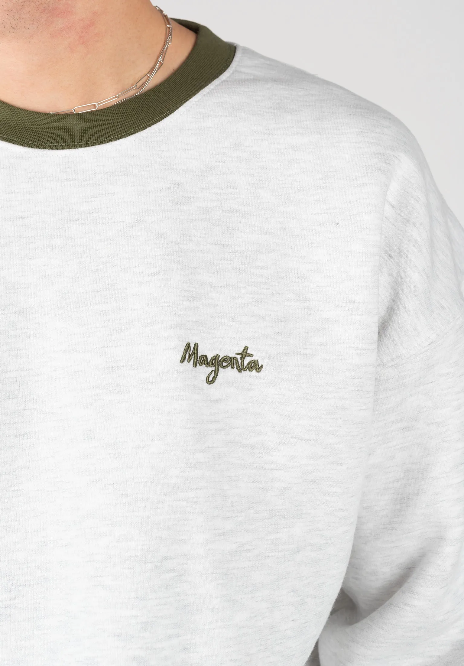 Magenta Script Collar Crewneck