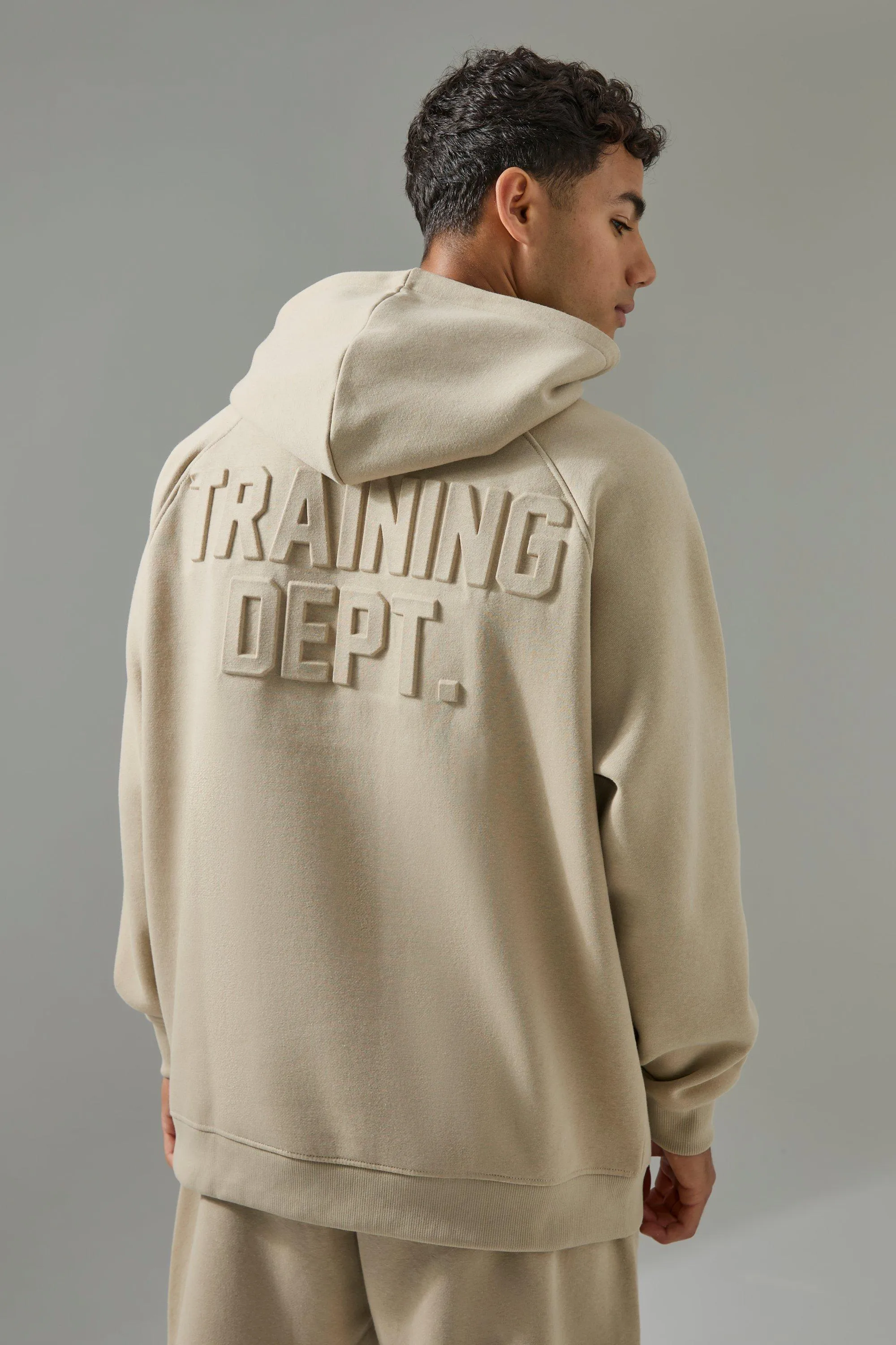 Man Active Training Dept Embossed Oversized Hoodie | boohooMAN UK