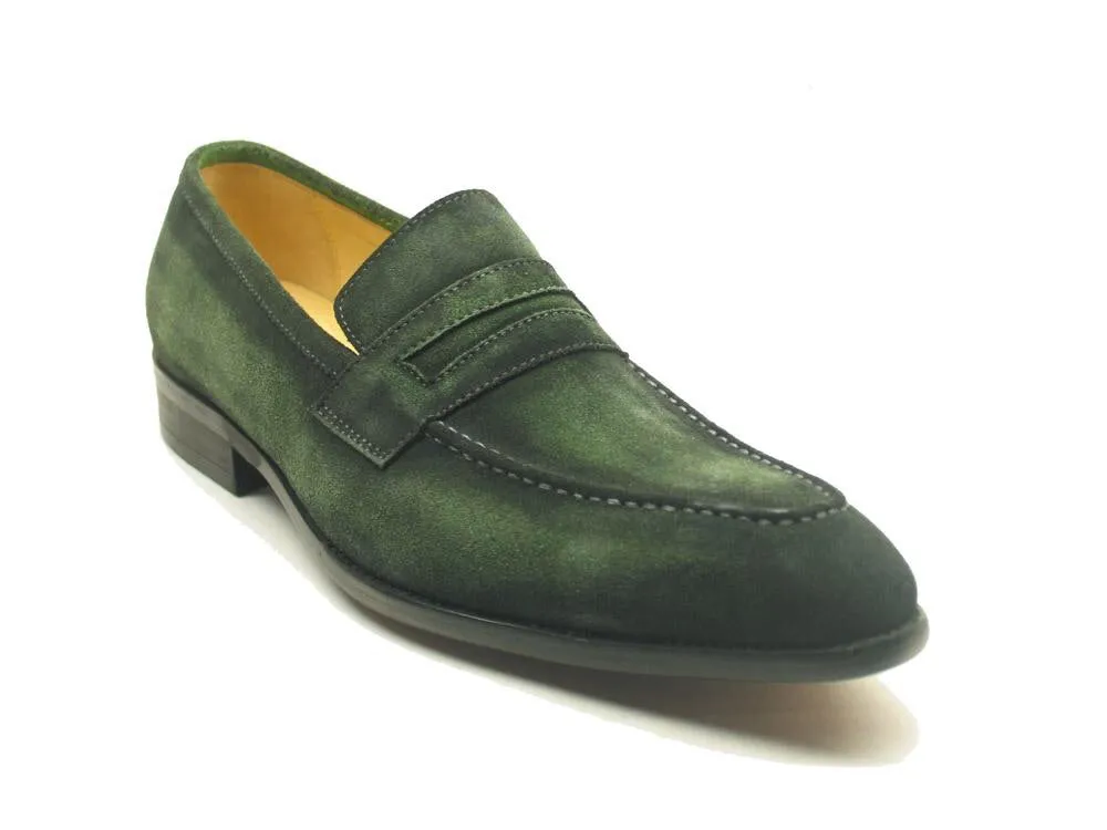 Men Leather Penny Loafer-Olive