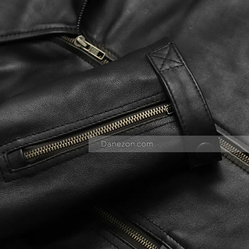 Men's Black Leather Quilted Motorcycle Jacket