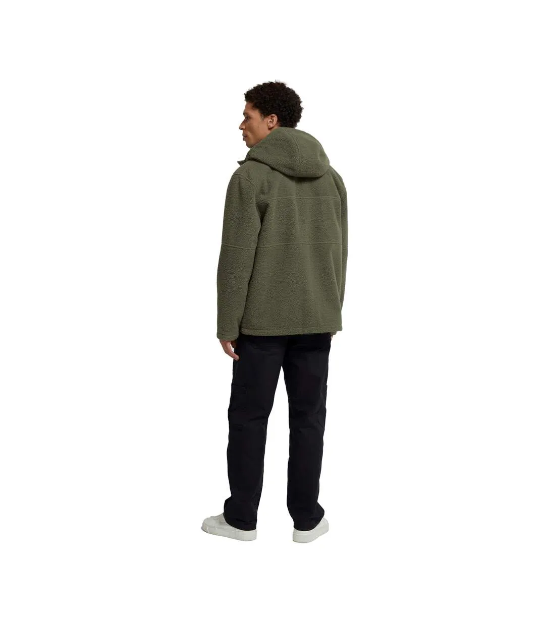 Mens aidan fleece recycled full zip hoodie khaki green Animal