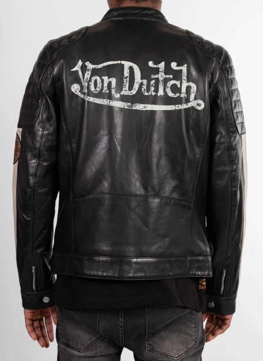 Men's black leather jacket in Daytona kenny motorcycle style