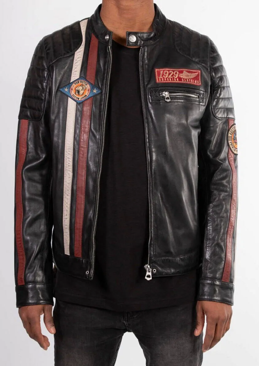 Men's black leather jacket in Daytona kenny motorcycle style