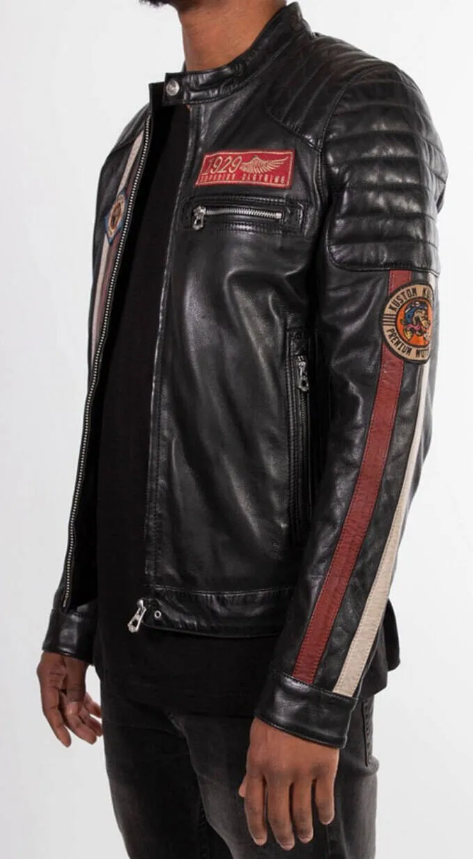 Men's black leather jacket in Daytona kenny motorcycle style