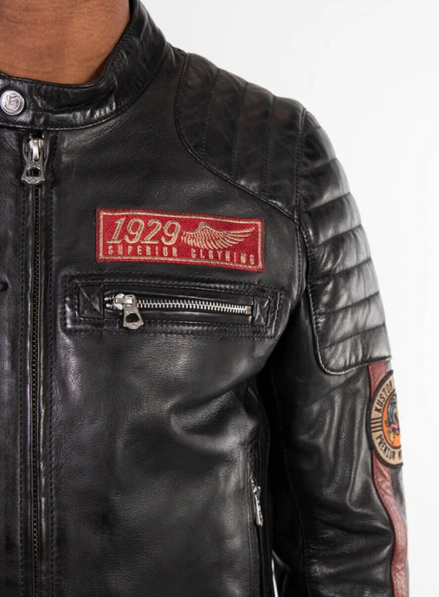 Men's black leather jacket in Daytona kenny motorcycle style