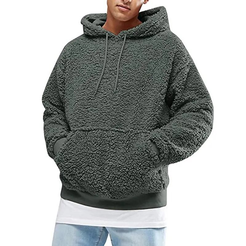 Men's Casual Solid Color Fleece Long-Sleeved Hoodie 83899499M