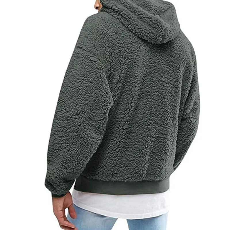 Men's Casual Solid Color Fleece Long-Sleeved Hoodie 83899499M