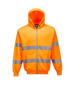 Mens hi-vis safety full zip hoodie orange Portwest