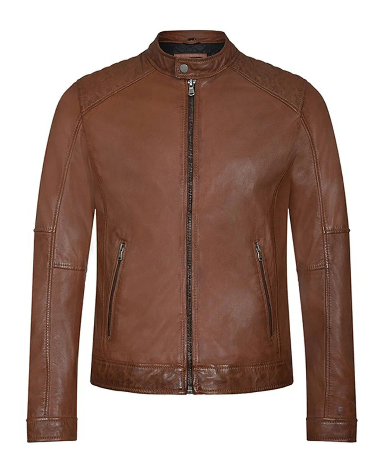 Men's porto leather jacket in oakwood motorcycle style 64395